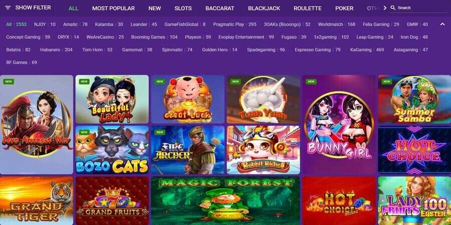 BetPlays casino games lobby