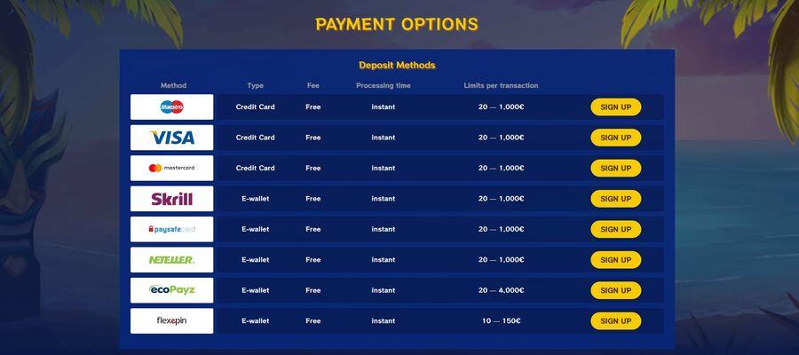 Kakadu Casino payment options
