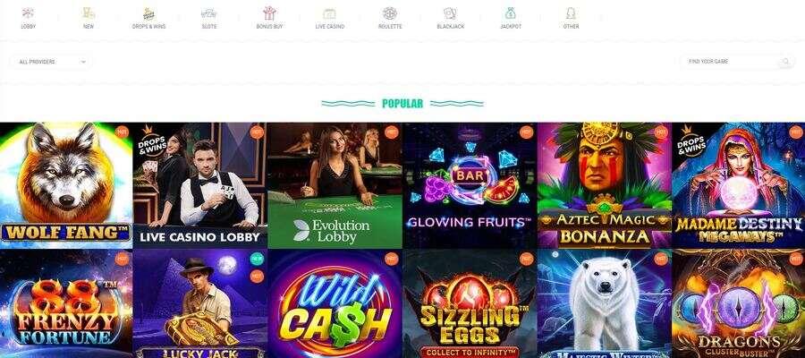 spinia casino games lobby